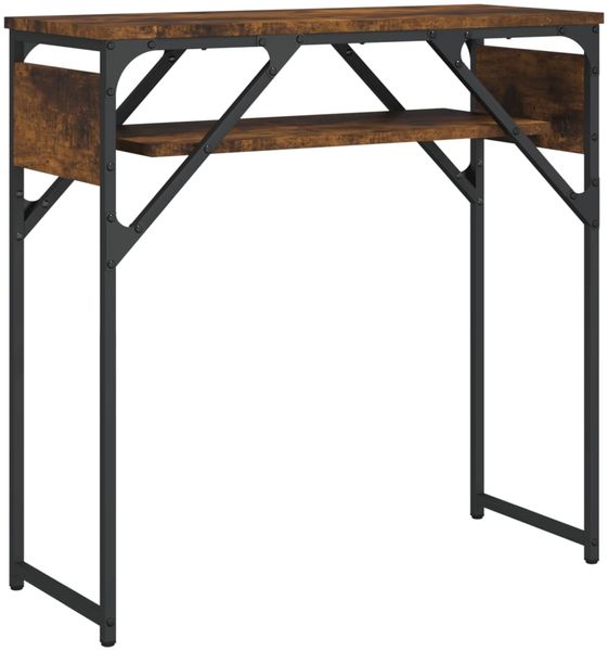 Konsolentisch, Beistelltisch, Konsole mit Ablage Räuchereiche 75x30x75cm Holzwerkstoff Bild 6
