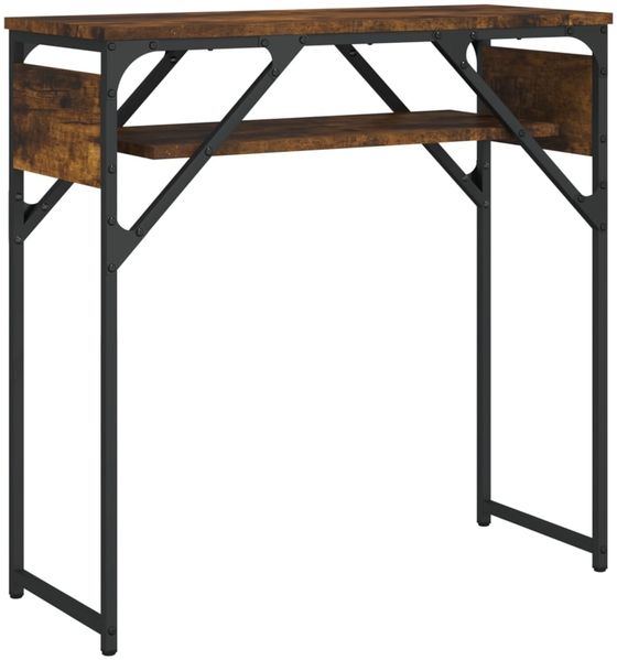 Konsolentisch, Beistelltisch, Konsole mit Ablage Räuchereiche 75x30x75cm Holzwerkstoff