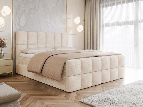Compleo Boxspringbett Wolkenbett mit zwei Bettkästen, Bezug: Bouclé, Designer Bett