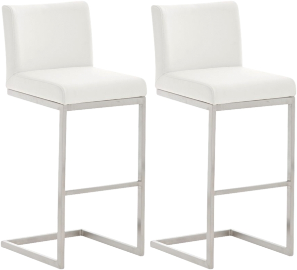 CLP 2er Set Barhocker Paros mit Kunstlederbezug Edelstahl Fußablage bis 240 kg,weiß