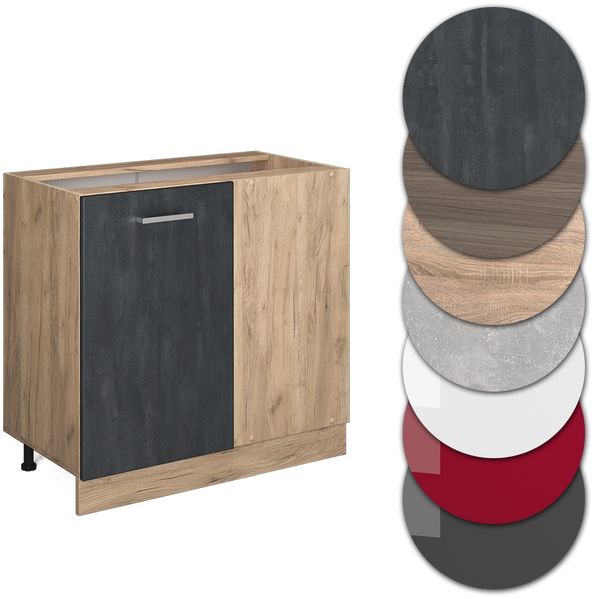 Vicco Küchenschrank Küchenzeile R-Line, Schwarz Beton, Eckschrank 86 cm, AP Anthrazit Bild 5