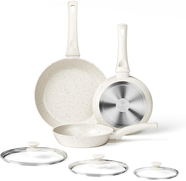 Innerwell 6-TLG. Keramik Bratpfannen-Set 20/24/28cm +Deckel, Induktion Antihaft