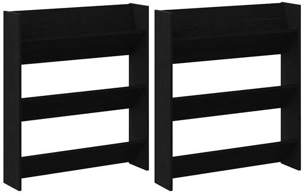 2er-Set Schuhschränke, Schuhkipper modern Schwarz Eichen-Optik 85 x 18 x 90 cm