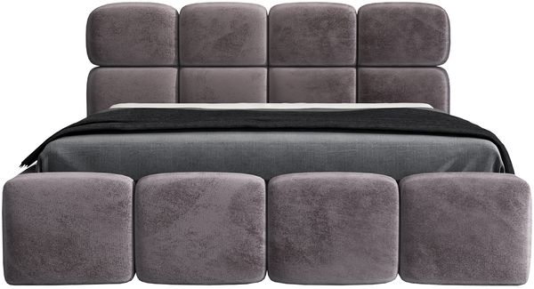 Polsterbett MONAKO 90x200 ohne Matratze mit Bettkasten und Lattenrost. Farbe: Grau 16 Bild 3