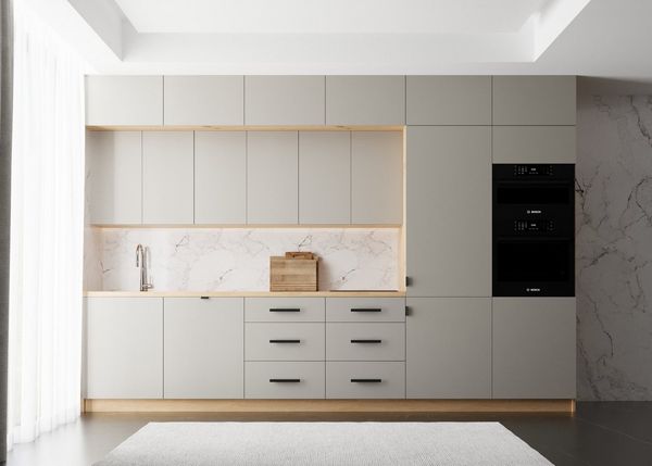 ROYAL24_MARKT Küchenzeile K50-G360 - Langen - Luxuriöses Design mit innovativen Lösungen, (Komplett Set), Matt - Modern - Holzoptik.