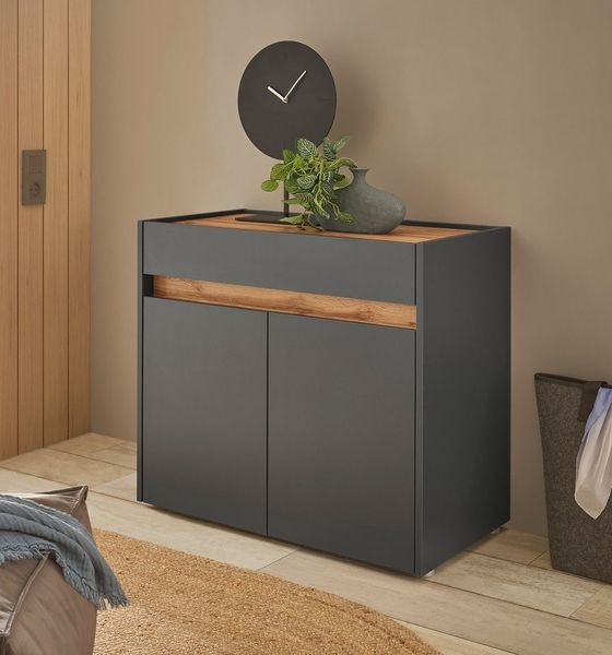 INOSIGN Kommode GIRON/ CiTY, Schrank in Wotan Eiche, Sideboard im modernen Design, in zwei Farben erhältlich, 2 Türen, 1 Schubkasten, 80 cm breit