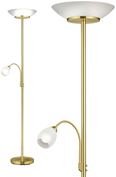 Stehleuchte, Metall, Glas, weiß, Flexoarm, H 180 cm