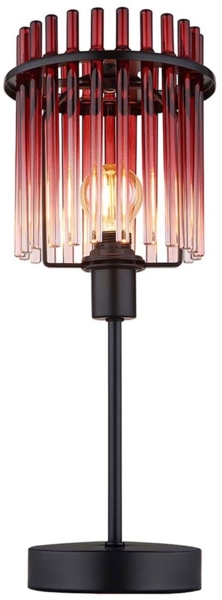 Tischleuchte, Metall, Glas Rot, H 37,5 cm