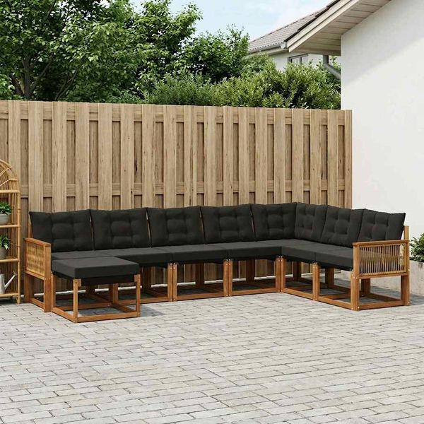 vidaXL Outdoor-Sofagarnitur 8 pcs Natürlich und Schwarz 3382148