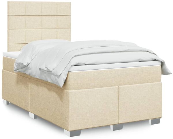 vidaXL Boxspringbett mit Matratze Creme 120x200 cm Stoff 3290460