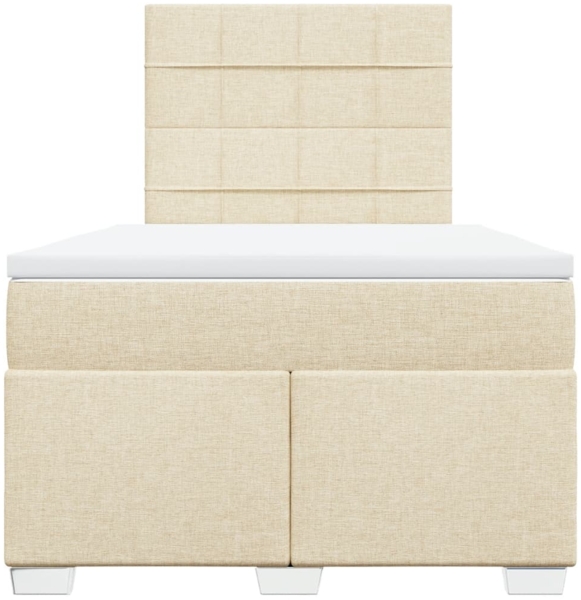 vidaXL Boxspringbett mit Matratze Creme 120x200 cm Stoff 3290460 Bild 3