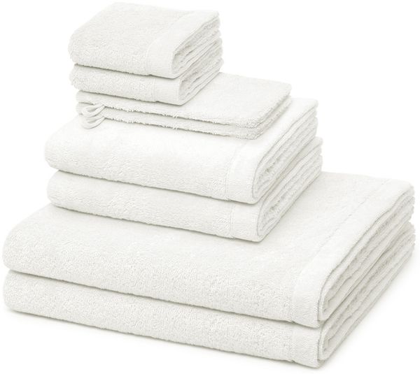Cawö Lifestyle 8 tlg. Frottier-Set - 2 X Handtuch (50 X 100cm), 2 X Duschtuch (70 X 140cm), 2 X Gästetuch (30 X 50cm), 2 X Waschhandschuh (16 X 21cm) - 520 g/m2 - Weiß