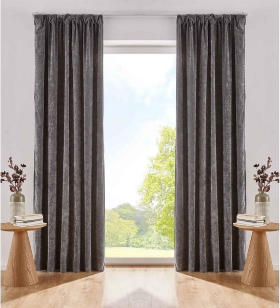 Gardinenbox Vorhang (2 St), Multifunktionsband, verdunkelnd, Chenille, Thermo Chenille Schlaufenband Samtig Weich 2022500