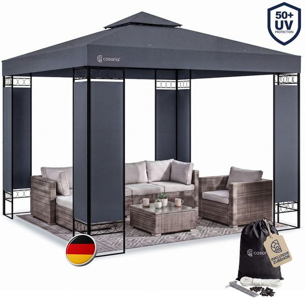 Deuba 'Lorca' Pavillon, wasserabweisend, Stahl / Polyester anthrazit, 3x3 m