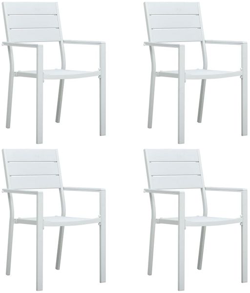 vidaXL Gartenstühle 4 Stk. Weiß HDPE Holz-Optik 47884