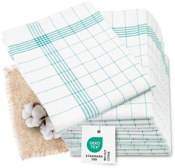 ZOLLNER Geschirrtuch, (Set, 12-tlg), 60 x 80 cm, 55% Baumwolle, 45% Leinen, vom Hotelwäschespezialisten