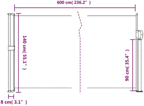 vidaXL Ausziehbare Seitenmarkise Anthrazit 140x600 cm 4004518 Bild 10