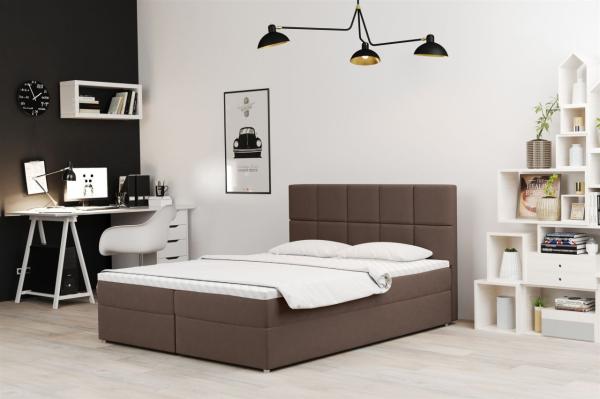 Boxspringbett Schlafzimmerbett FRASCO 200x200cm in Stoff Soro Braun