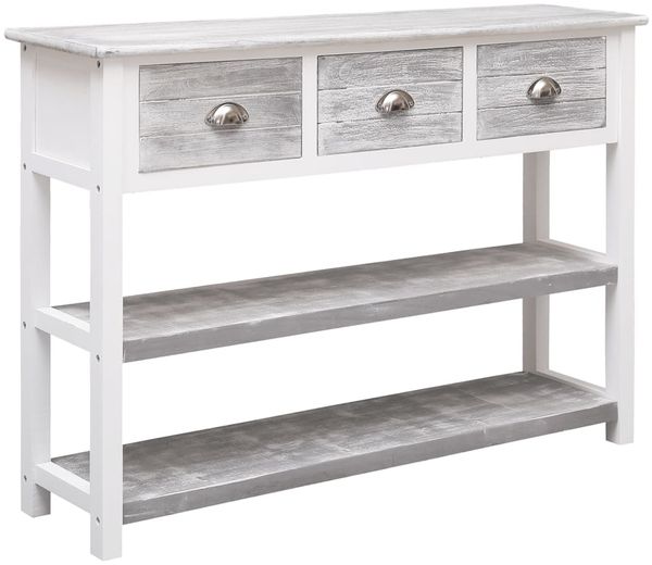 vidaXL Sideboard Antik-Grau 108x30x76 cm Massivholz Paulownia 338543