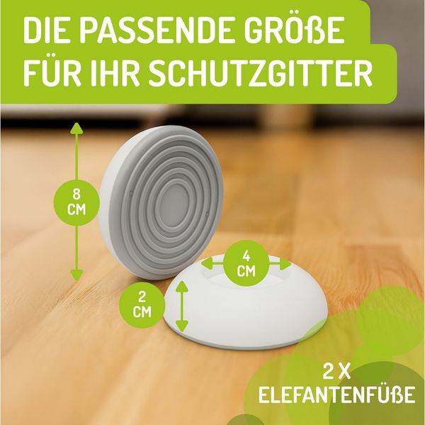 BOMI Türschutzgitter Wandschützer - Elefantenfüße für Treppengitter (2 St), Zubehör für Treppenschutzgitter zum Klemmen - Ohne Bohren - Rutschfest