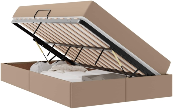 vidaXL Aufbewahrungsbett mit Matratze 2 pcs Cappuccino Leder 3399607