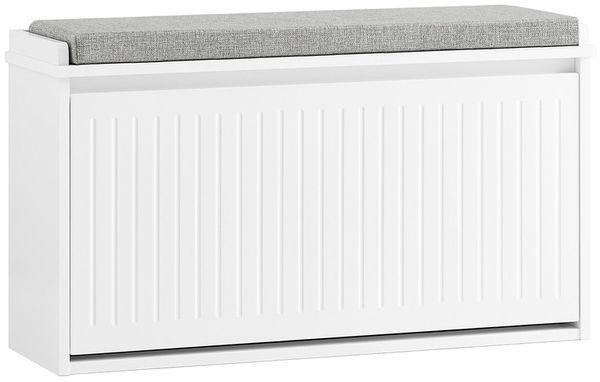 SoBuy FSR98-L-W Schuhbank, MDF, Lackiert, Weiß, 80 x 45 x 26 cm