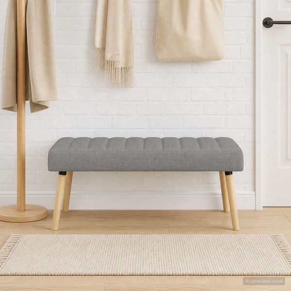 vidaXL Kanalgepolsterte Bank Hellgrau 110 x 40 x 46 cm Stoff 42038487
