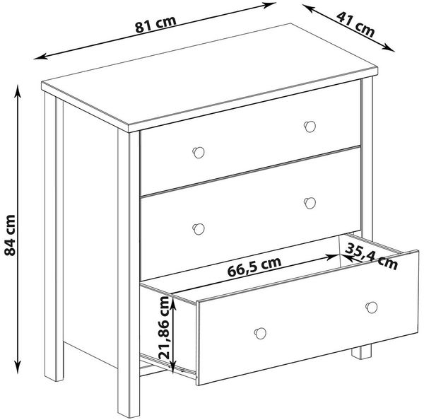 loft24 Kommode Tango, Schubladenkommode, MDF, 3 Schubladen, Made in Denmark, 80 cm Bild 3