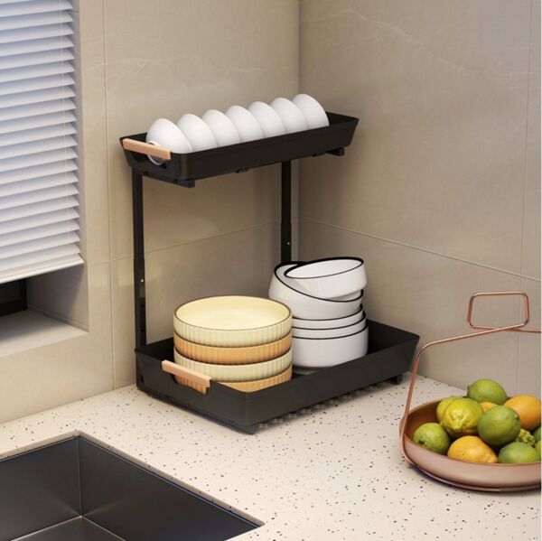 MC Star Küchenregal Höhenverstellbar Standregal mit 2 Körbe, Kaffeebar 40 x 30 x 33,5