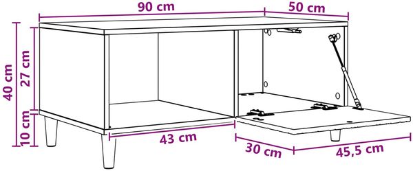 vidaXL Couchtisch Artisan-Eiche 90 x 50 x 40 cm Holzwerkstoff 895194 Bild 9