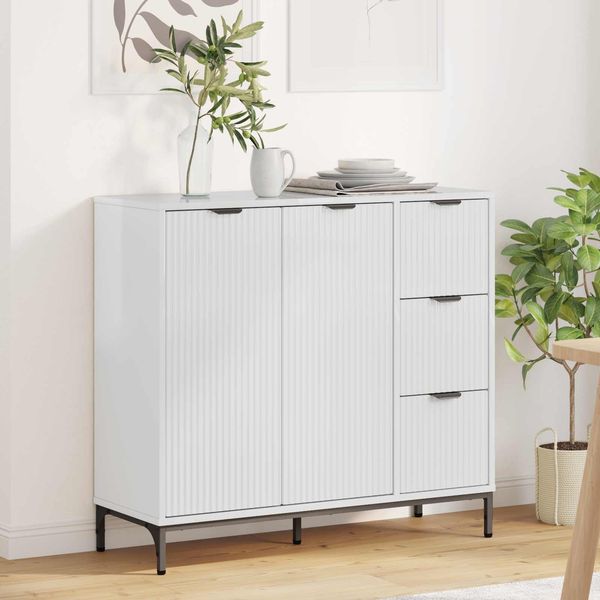 vidaXL Sideboard Hochglanz Weiß 89,5 x 33 x 82 cm Holzwerkstoff 883458