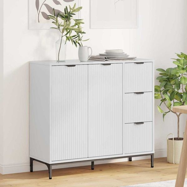 vidaXL Sideboard Hochglanz Weiß 89,5 x 33 x 82 cm Holzwerkstoff 883458