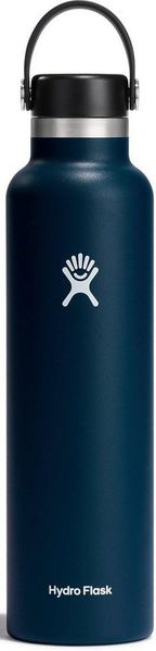 Hydro Flask - Water Bottle 709 ml (24 oz) - Vacuum Insulated Stainless Steel Water Bottle with Leak Proof Flex Cap and Powder Coat - Standard Mouth - Indigo