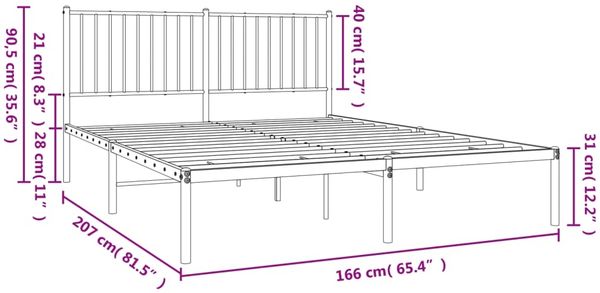 vidaXL Bettgestell mit Kopfteil Metall Schwarz 160x200 cm 350867 Bild 9