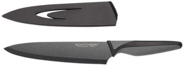ECHTWERK 'EW-SS-0110' Kochmesser mit Klingenschutz, Edelstahl schwarz, 20 cm