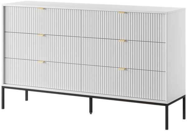 Compleo Kommode mit sechs Schubladen, Kommode mit Gold Griffe, Breite: 154 cm