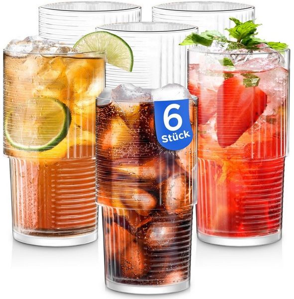 KONZEPT Cocktailglas 6 Cocktailgläser 400ml Trinkgläser Cocktailglas Longdrinkgläser, 6-tlg, 6-teilig, Glas, hochwertig verarbeitet, im charakteristischen Design