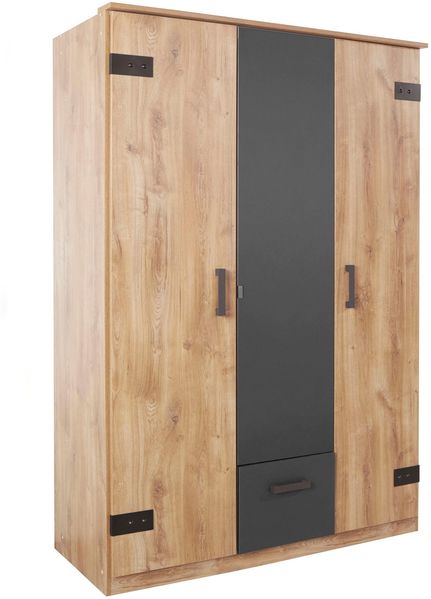 Kleiderschrank Glasgow Drehtürenschrank 180x58x198cm Plankeneiche Graphit