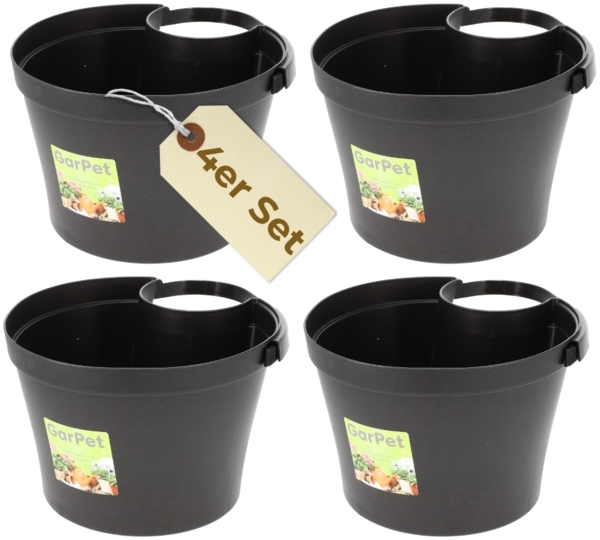 GarPet Blumentopf 4x Fallrohr Blumentopf für Regenrohr Regenrinne Pfosten Hängetopf