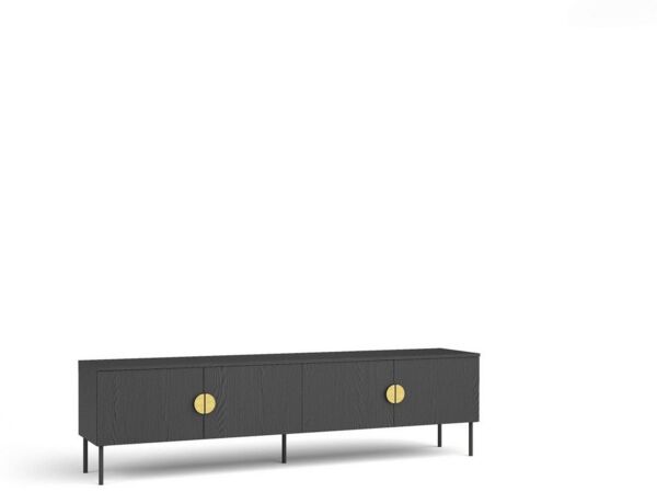 Home affaire Lowboard BELLOT TV-Schrank mit 2 Türen, Maße B/T/H: 160/40/53,6 cm (1 St), schwarze Farbe, mit holzähnlicher Struktur