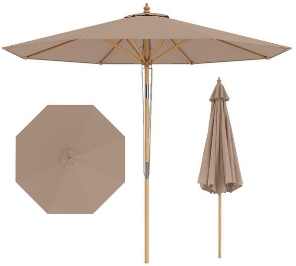 COSTWAY Sonnenschirm, Ø 270cm Gartenschirm, beidseitig um 30° knickbar