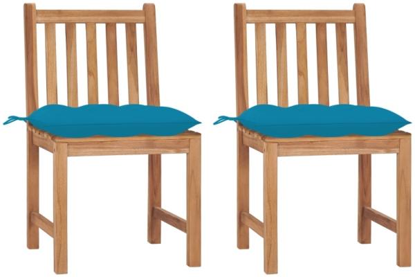 vidaXL Gartenstühle 2 Stk. mit Kissen Massivholz Teak 3062935