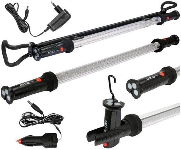 Yato LED Arbeitsleuchte Akku Arbeitsleuchte, Motorraumleuchte 120 LED 750lm 230V/12V, 1,1-2,0m, neutralweiß