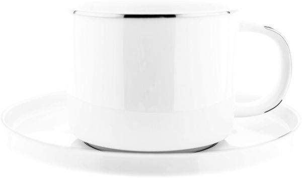 Almina Espressotasse 12 Teiliger Mokkatassen-Set aus Porzellan Mokkaservice 100 ml Silber