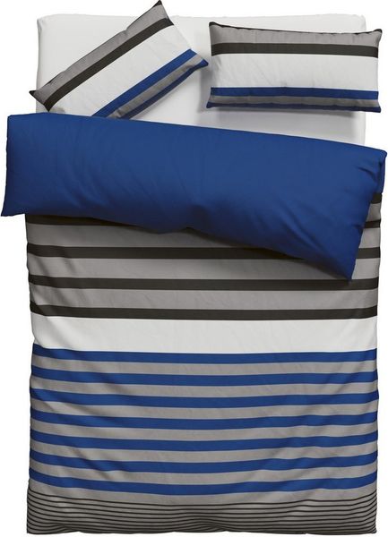 H.I.S Bettwäsche Majoran, Polycotton recycelt, 2 teilig, gestreifte Bettwäsche in verschiedenen Qualitäten