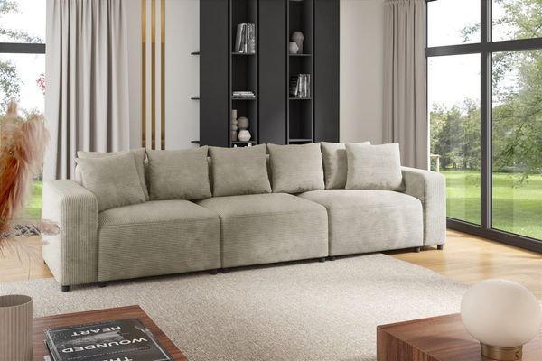 Sofa Designersofa Bigsofa MEGAN 3-Sitzer in Stoff Poso Beige