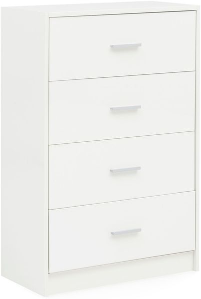 Design Sideboard WL5.864 Weiß Hochglanz 60 x 90 x 30 cm Anrichte Holz Modern, Schmale Schubladenkommode Esszimmer, Kleiner Allzweckschrank Flur, Wäschekommode Schlafzimmer