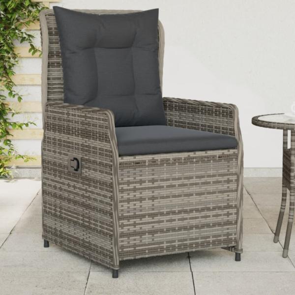 vidaXL Gartensessel 2 Stk. Verstellbar Grau Poly Rattan 368654