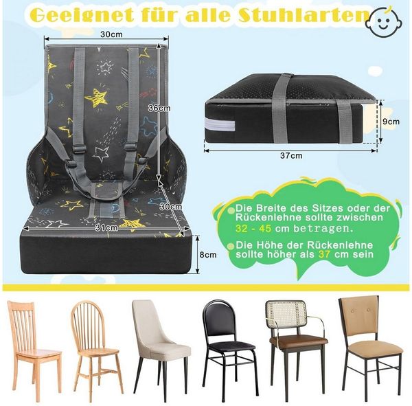 FIVMEN Tischsitz Sitzerhöhung Stuhl Reisehochstuhl Flexible für Babys und Kleinkinder