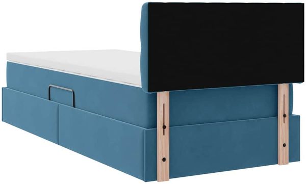 vidaXL Bett mit Stauraum und LED mit LED Dunkelblau 100 x 200 cm Samt 3371437 Bild 12